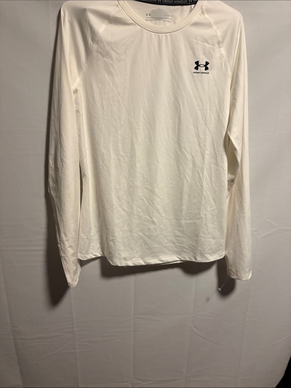 Under Armour Men’s Long Sleeve Performance Tee - White with Black Logo